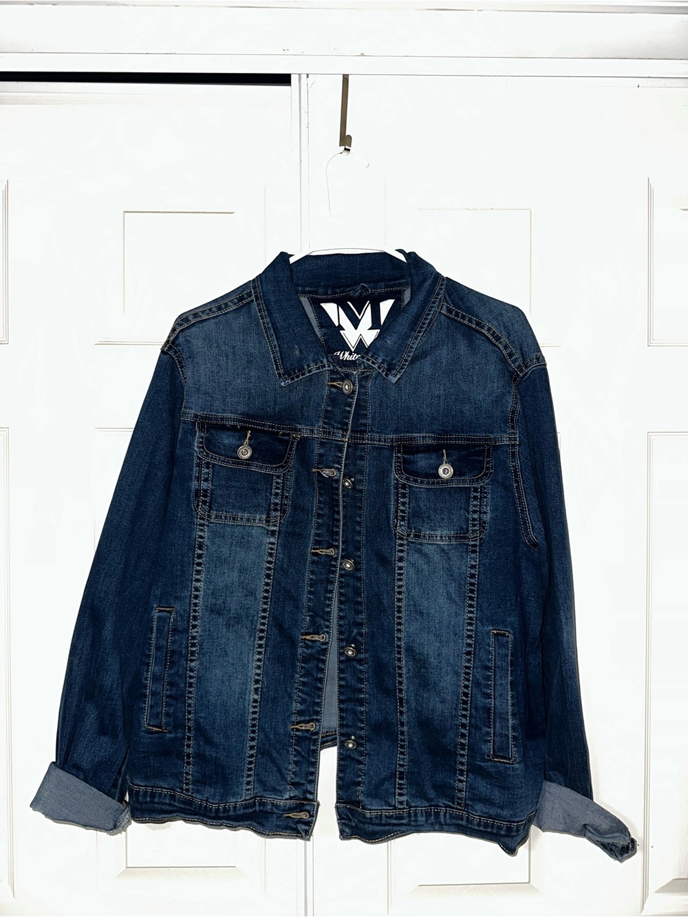 White Mark Two-Tone Blue Denim Jacket